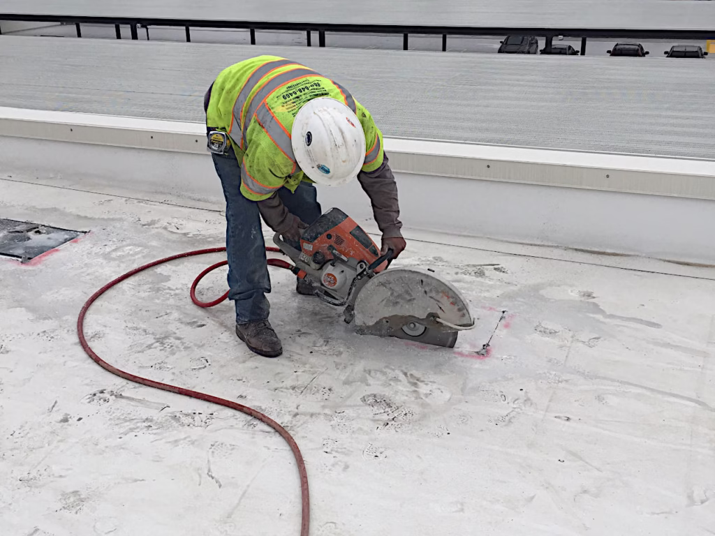 hand sawing concrete in los angeles by intracut - close up view #1 - 4:3 aspect