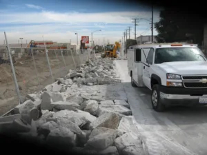 concrete sidewalk demolition removal - during phase