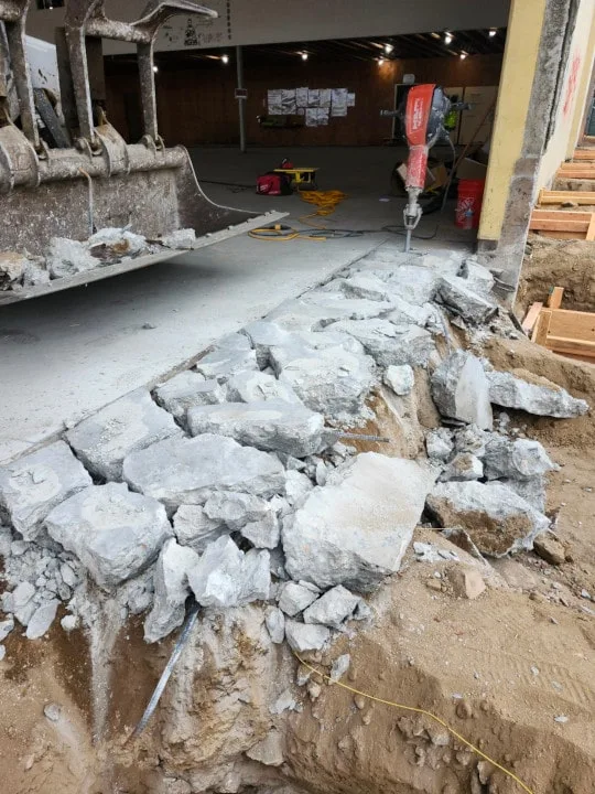 concrete slab demolition of erewhon store in glendale ca
