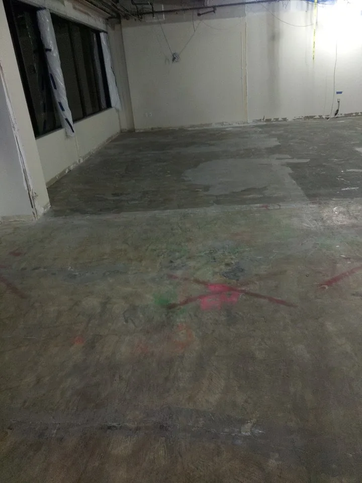 finished concrete floor after selective demolition at prudential financial's retirement services office in thousand oaks, ca