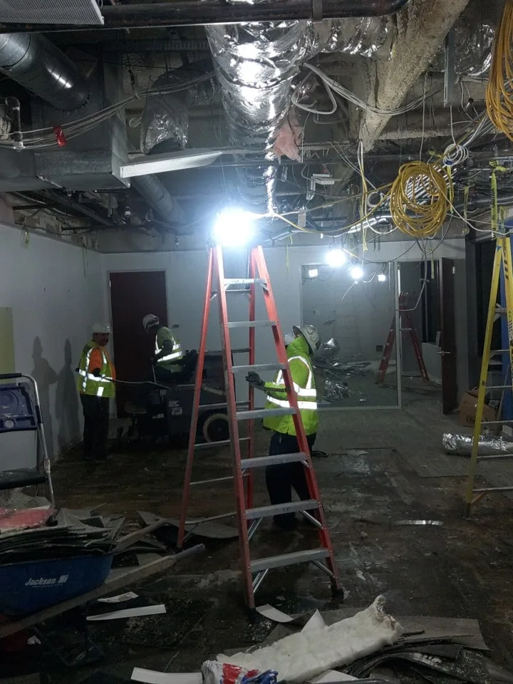 ceiling removal demolition at prudential financial's retirement services office in thousand oaks, ca